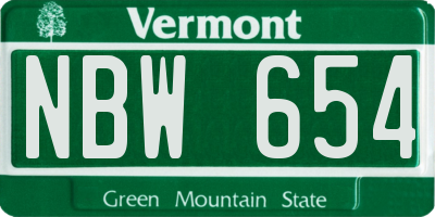 VT license plate NBW654