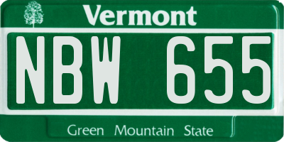 VT license plate NBW655