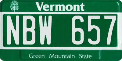 VT license plate NBW657