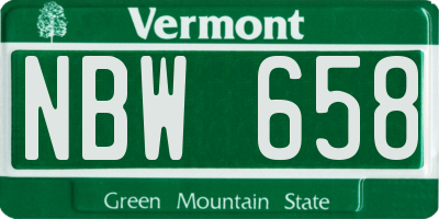 VT license plate NBW658