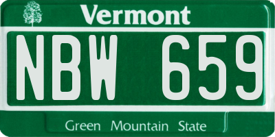 VT license plate NBW659