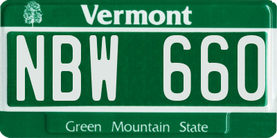 VT license plate NBW660