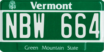 VT license plate NBW664