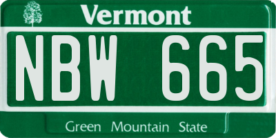 VT license plate NBW665