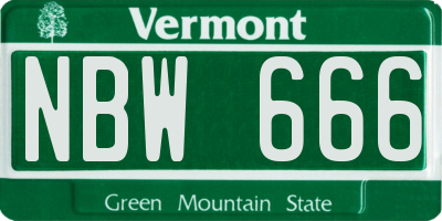 VT license plate NBW666