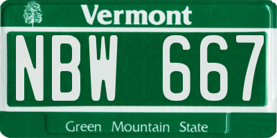 VT license plate NBW667