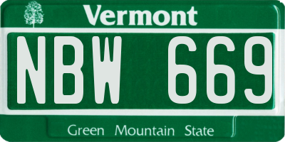 VT license plate NBW669