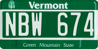 VT license plate NBW674