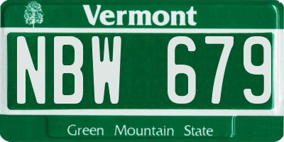 VT license plate NBW679