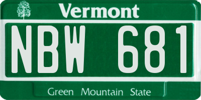 VT license plate NBW681