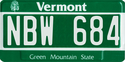 VT license plate NBW684