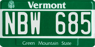 VT license plate NBW685