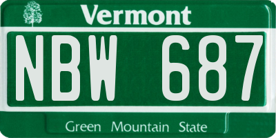VT license plate NBW687