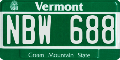 VT license plate NBW688