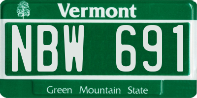 VT license plate NBW691