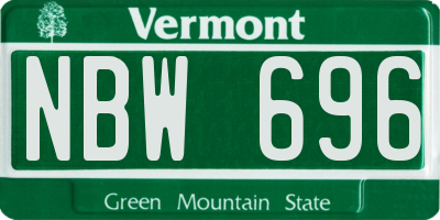 VT license plate NBW696