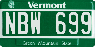 VT license plate NBW699