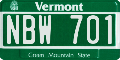 VT license plate NBW701