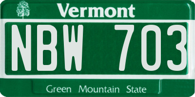 VT license plate NBW703