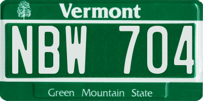 VT license plate NBW704