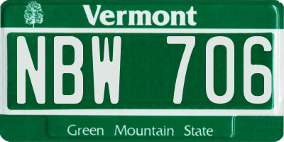 VT license plate NBW706
