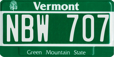 VT license plate NBW707