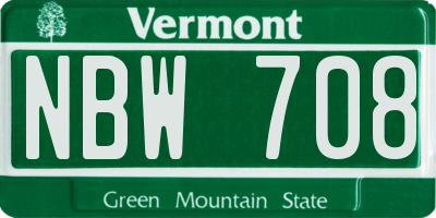 VT license plate NBW708
