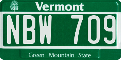 VT license plate NBW709