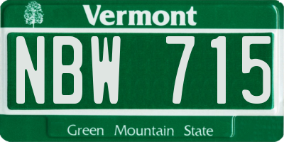 VT license plate NBW715
