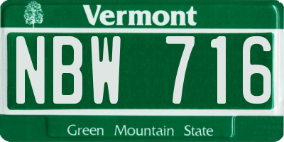 VT license plate NBW716