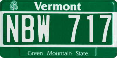VT license plate NBW717