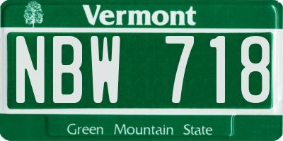 VT license plate NBW718