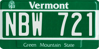 VT license plate NBW721