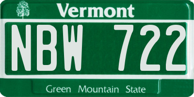 VT license plate NBW722