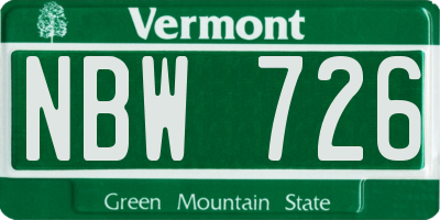 VT license plate NBW726
