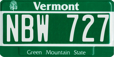 VT license plate NBW727