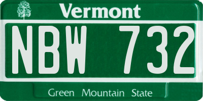 VT license plate NBW732