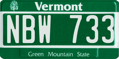 VT license plate NBW733