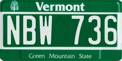 VT license plate NBW736