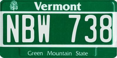 VT license plate NBW738