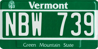 VT license plate NBW739