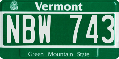 VT license plate NBW743