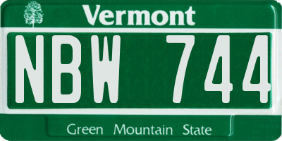 VT license plate NBW744