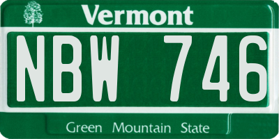 VT license plate NBW746