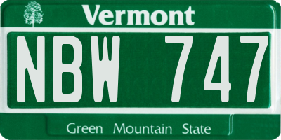 VT license plate NBW747