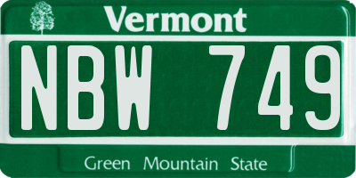 VT license plate NBW749