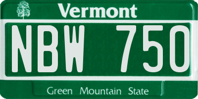 VT license plate NBW750