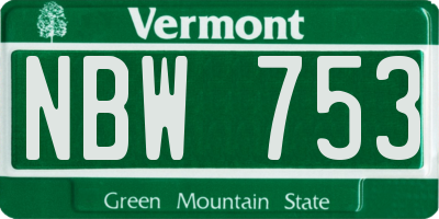 VT license plate NBW753