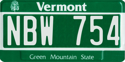 VT license plate NBW754