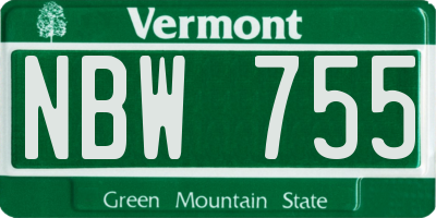 VT license plate NBW755